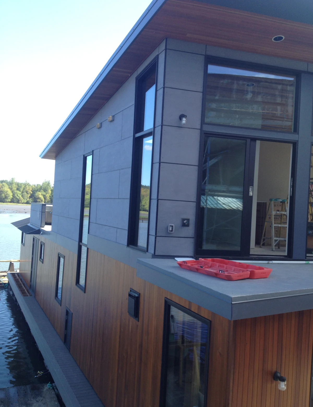 Stylish waterfront residence exterior view