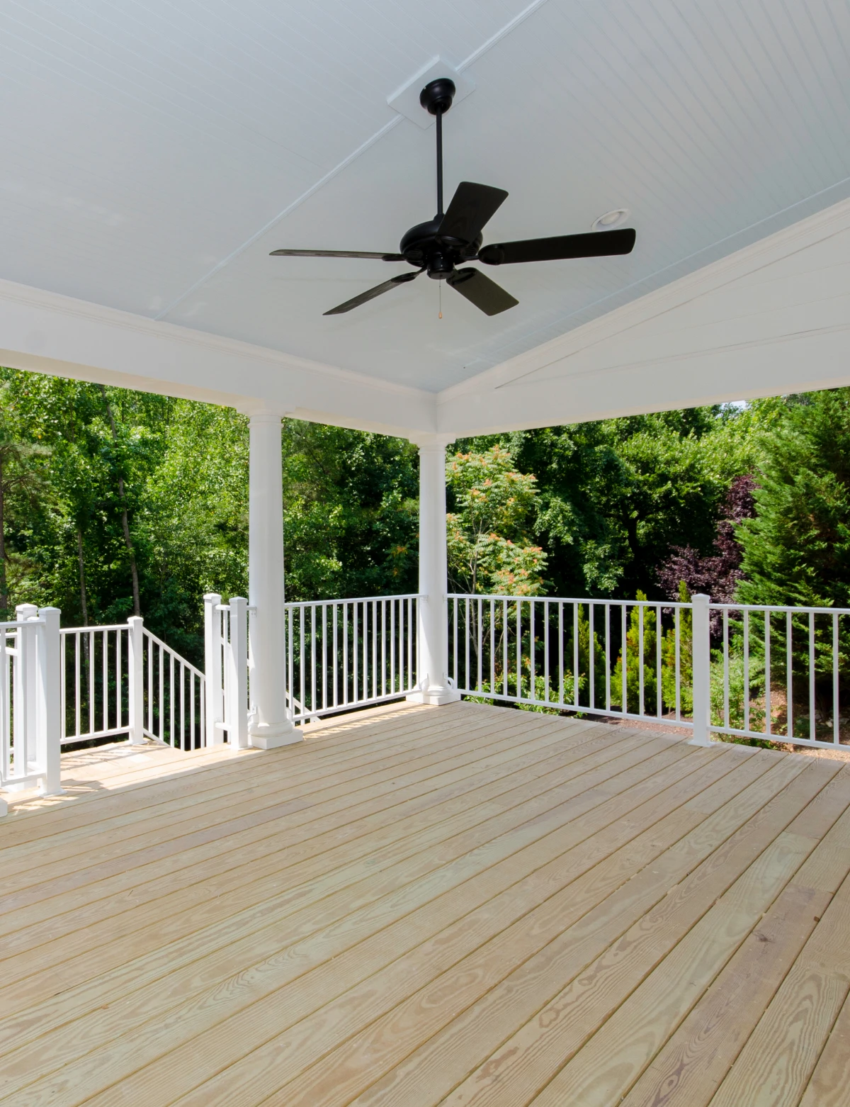 Covered deck with ceiling fan
